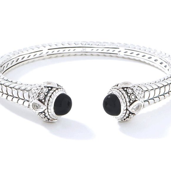 John Hardy JAI Onyx + White Topaz Deco Collection Sterling Silver Bracelet-AVG - Picture 12 of 12